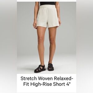 Lululemon Cream High Waist Stretch Shorts
